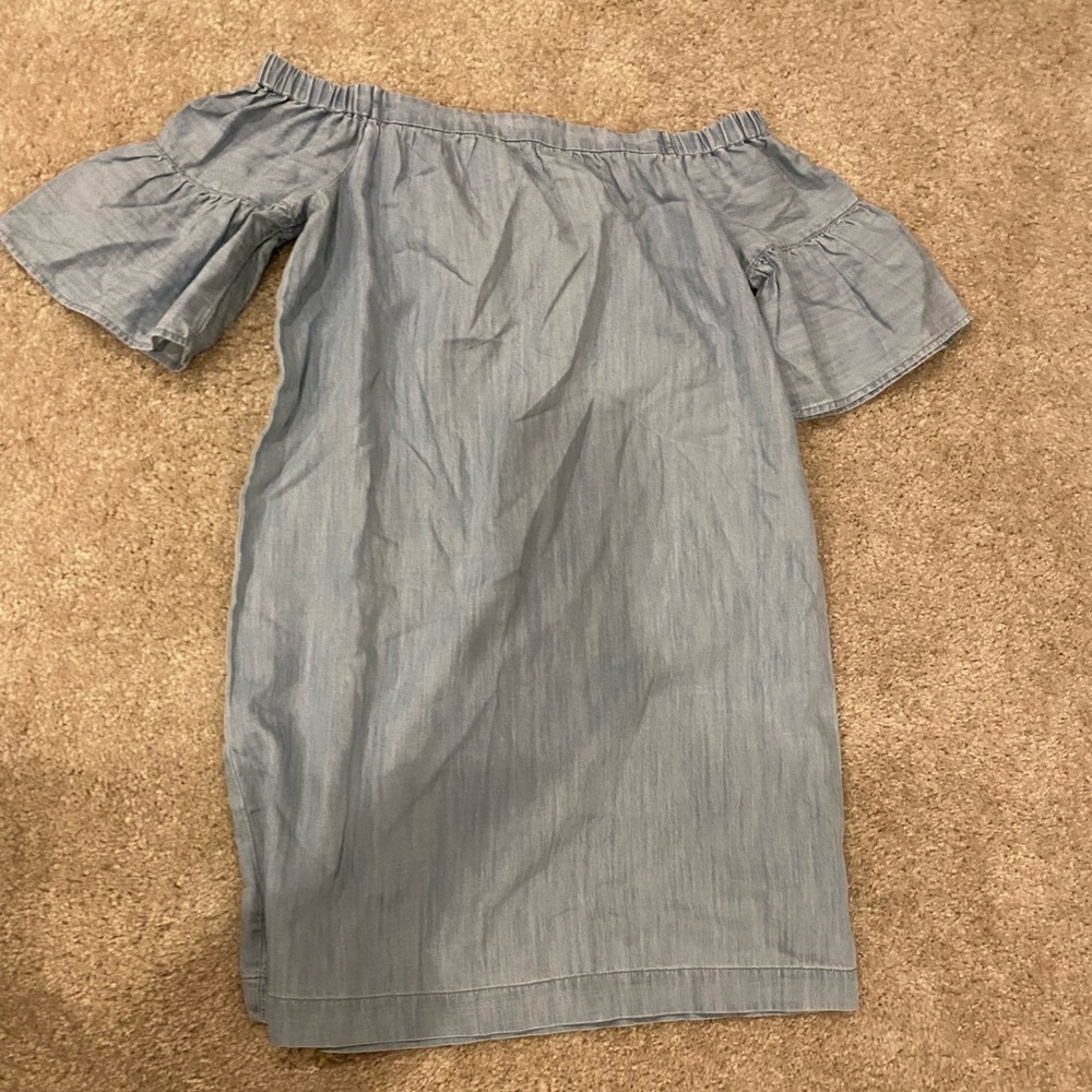 Madewell off the should denim dress, size small